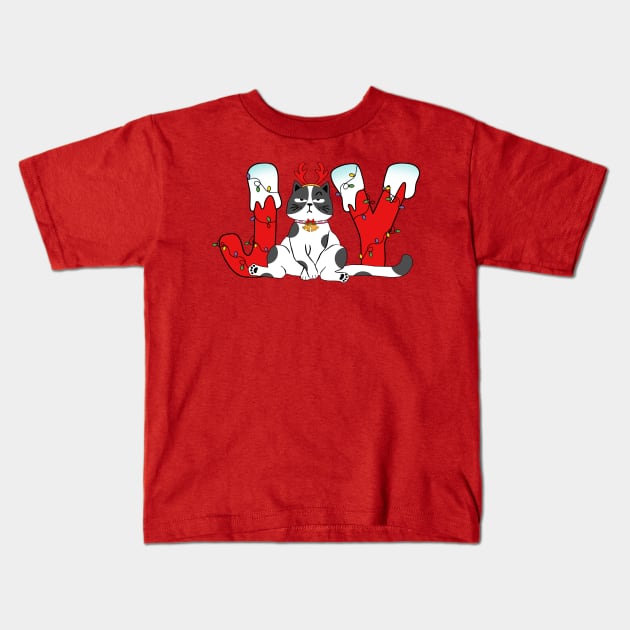 Joy - Angry Christmas Cat Kids T-Shirt by Pop Cult Store